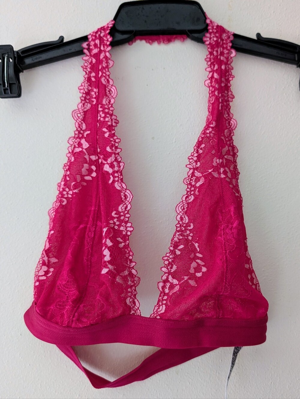 Magenta Pink Floral Lace Halter Bralette NwOT